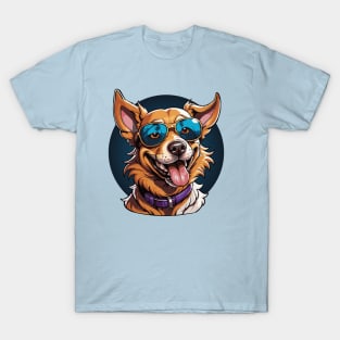 Sunny Smiles: Dog Portrait with Shades T-Shirt